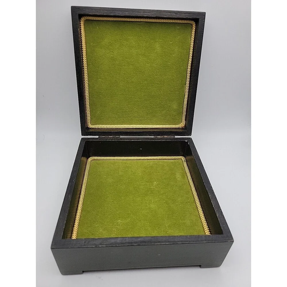 Vtg Hand Painted Wooden Hinged Jewelry Trinket Box ~ Abstract ~ Unique ~ Read